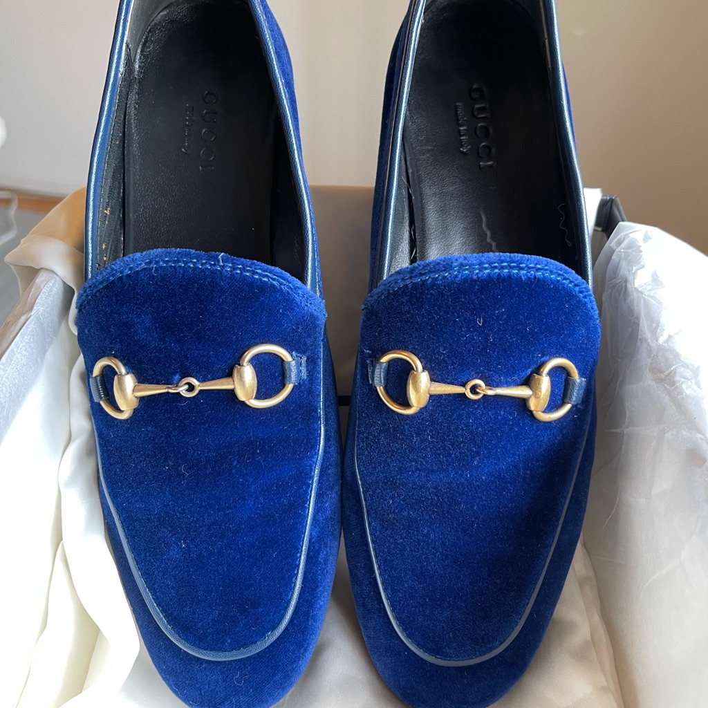 Gucci Velvet Jordan Loafer In Royal Blue